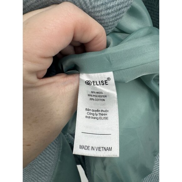 Elise Wool Blend Pea Coat Women Large Mint Double Breasted Modern Normcore - Picture 4 of 8